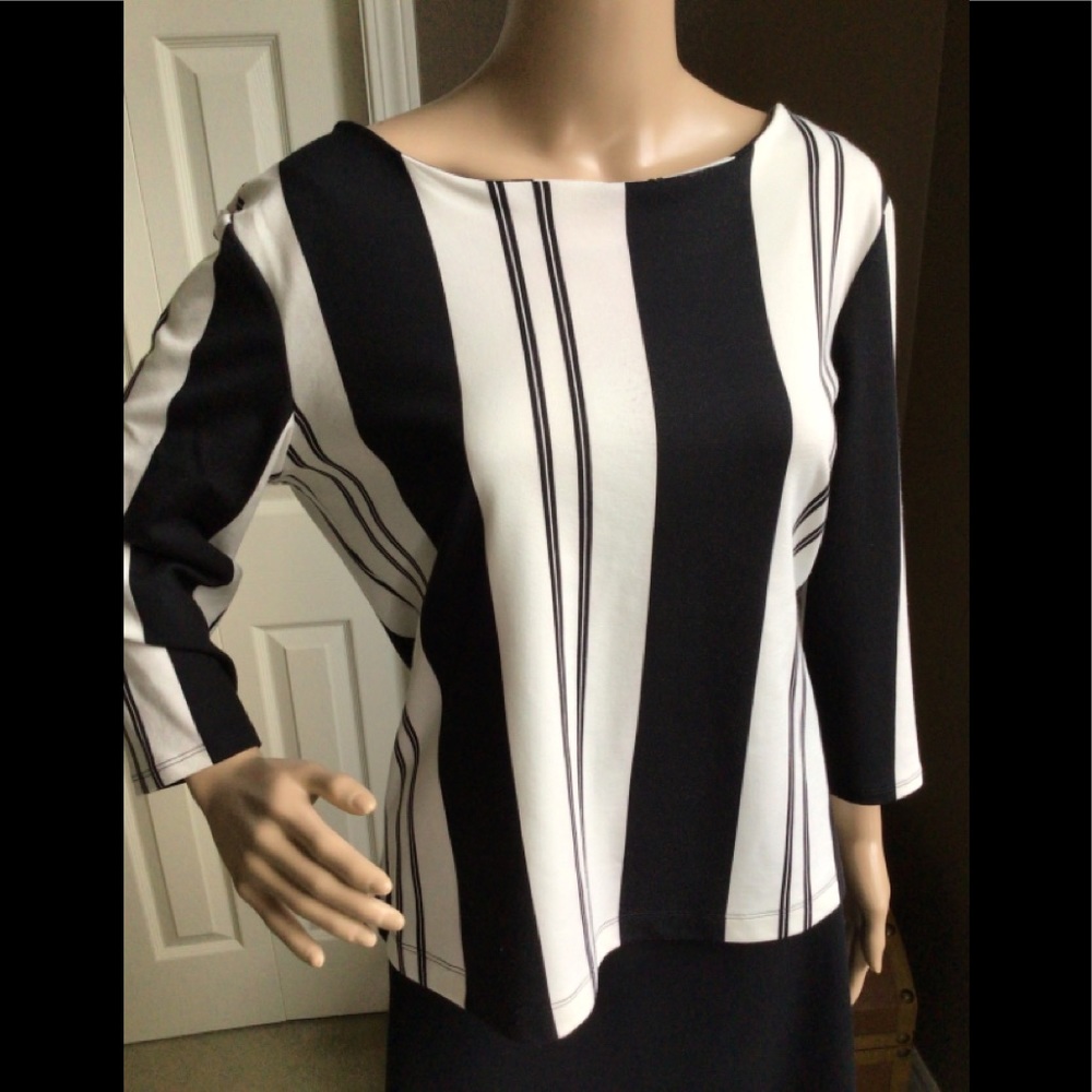 Jules & Leopold Classic Striped Black White Blouse - Picture 2 of 7